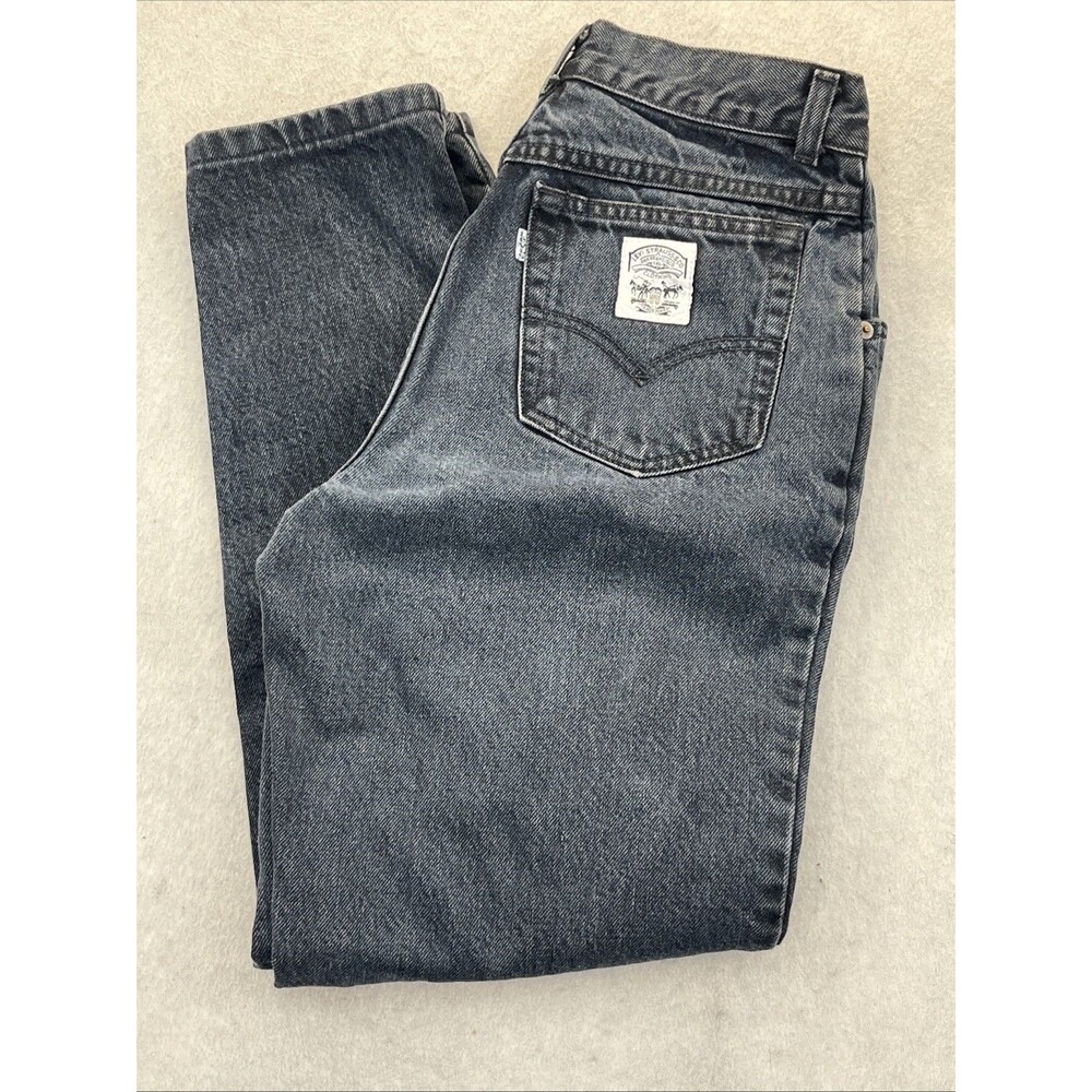 Levis Jeans 26 Faded Black White Tab Label Mid Rise Taper Cut 022 USA Vintage 11